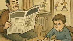 Vtip: Tatăl citea ziarul și zice…