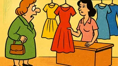 Banc: O doamnă merge la cumpărături...