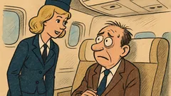 Vtip: Stewardesa vede un pasager neliniștit