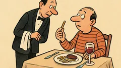 Banc: La restaurant, chelnerul întreabă politicos