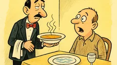 Banc: Clientul către ospătar: farfuria mea e udă