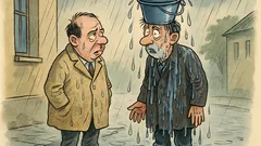 Banc: Un om, supărat că l-a prins ploaia