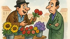 Banc: La piață, domnule, luați flori...