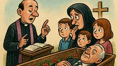 Banc: Preotul, la înmormântare, laudă prea mult