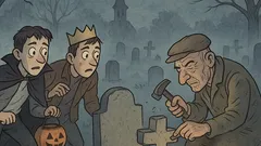 Banc: Doi băieți taie drumul prin cimitir