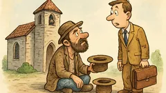 Banc: Un cerșetor vine cu două pălării