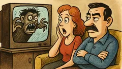 Banc: Un cuplu privește un film de groază