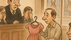 Banc: La judecătorie, trei vitrine, aceeași rochie