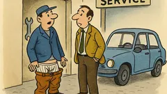 Banc: Un șofer intră cu mașina-n service