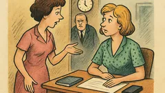 Banc: Două colege de muncă stau de vorbă