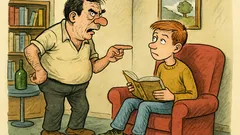 Banc: Tatăl își dojenește fiul...