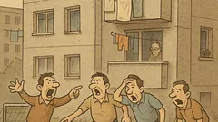 Vtip: La bloc, fotbalul pornește cearta