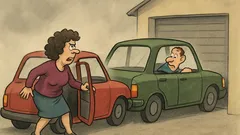 Banc: O femeie la volan, în ceață…