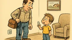 Banc: Un electrician își vede băiețelul