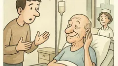 Banc: În spital, tinerelul întreabă moșneagul…