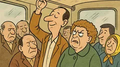 Banc: Într-un autobuz aglomerat, o doamnă...