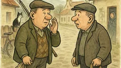 Banc: Doi surzi se întâlnesc, undiță pe umăr