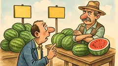 Vtip: La piață, pepenii fără „e”