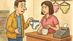 Banc: Un tip își cumpără chiloți