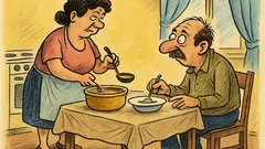 Banc: Nevastă, ciorba asta e de ieri?