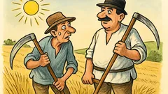 Banc: Gheorghe și Ion la coasă…