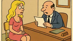 Banc: O blondă, la un interviu...