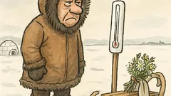 Banc: Un eschimos așteaptă la minus 15