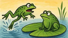 Banc: Două broaște stau pe o frunză