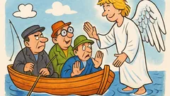 Banc: Trei români, într-o barcă, pescuiau