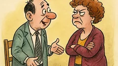 Banc: Un bărbat discută cu nevasta lui...