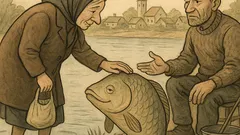 Banc: O doamnă întreabă un pescar...