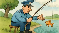 Banc: Un polițist e la pescuit...