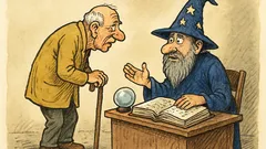 Banc: Un bătrân intră la un vrăjitor
