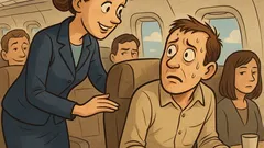 Vtip: Stewardesa întreabă un pasager neliniștit