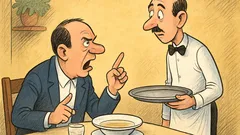 Banc: Intră un client și cere supă