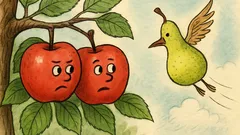 Banc: Două mere vorbesc în pom